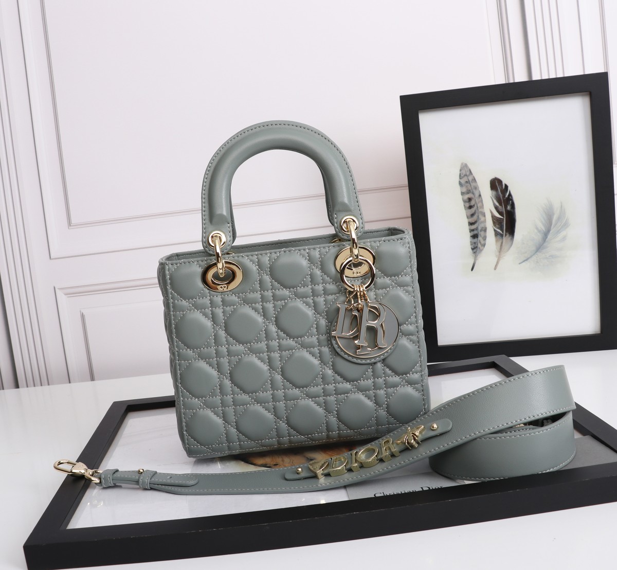 Small Lady Dior My ABCDior Bag Gray Cannage Lambskin